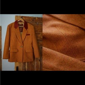 Vintage 90s wool herringbone women fall blazer